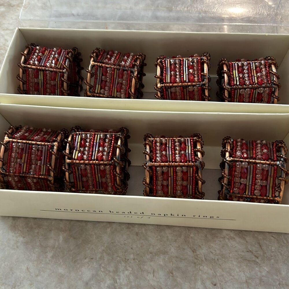 PIER ONE 8 Moroccan Beaded Napkin Rings